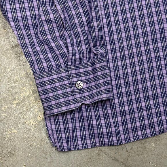 Ermenegildo Zegna Dress Shirt Italy Purple Check Long Sleeve Cotton 17.5 XL - Picture 3 of 9